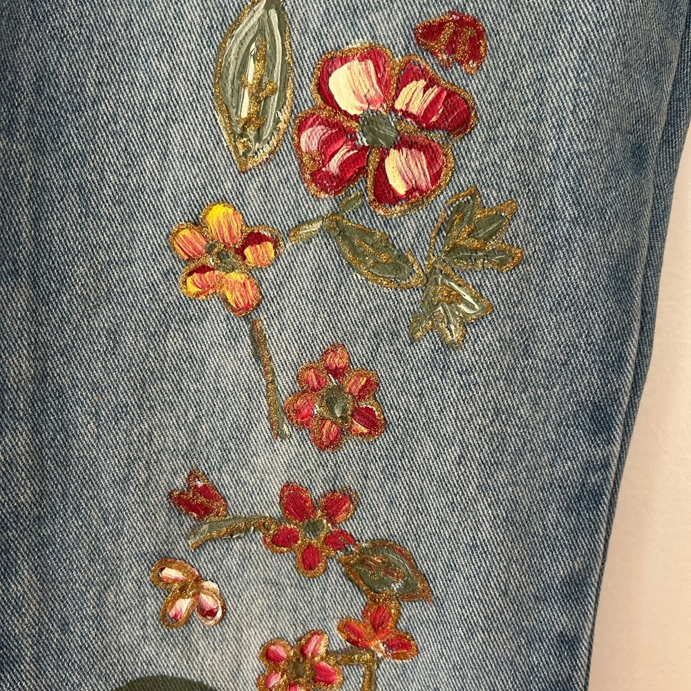 Hand-Painted Sanctuary Jeans - Size 29 Flare, One-of-a-kind, vintage Y2K - Picture 3 of 7